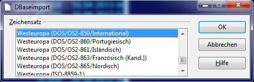 Abfrage des Zeichensatzes beim Einlesen der DBase Datei in OpenOffice 3 und LibreOffice 4