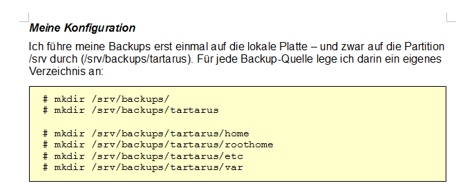 Beispiel Quelltext-Formatierung