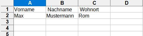 Ergebnis des Textimports