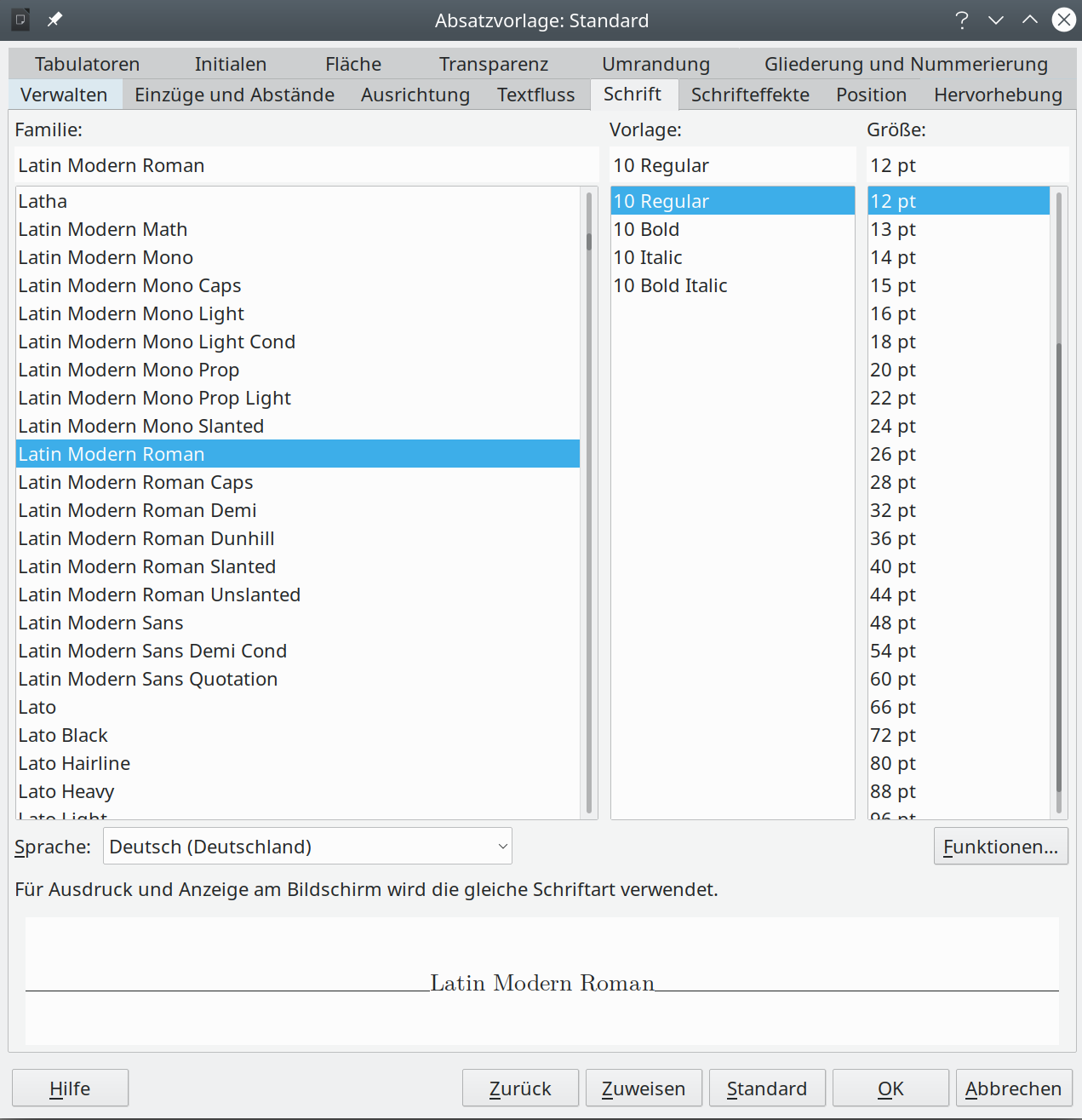 Screenshot Latin Modern (Linux)