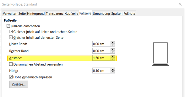 Abstand zum Text