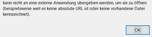 Fehlermeldung nach Klick auf den Link in WRITERN.
