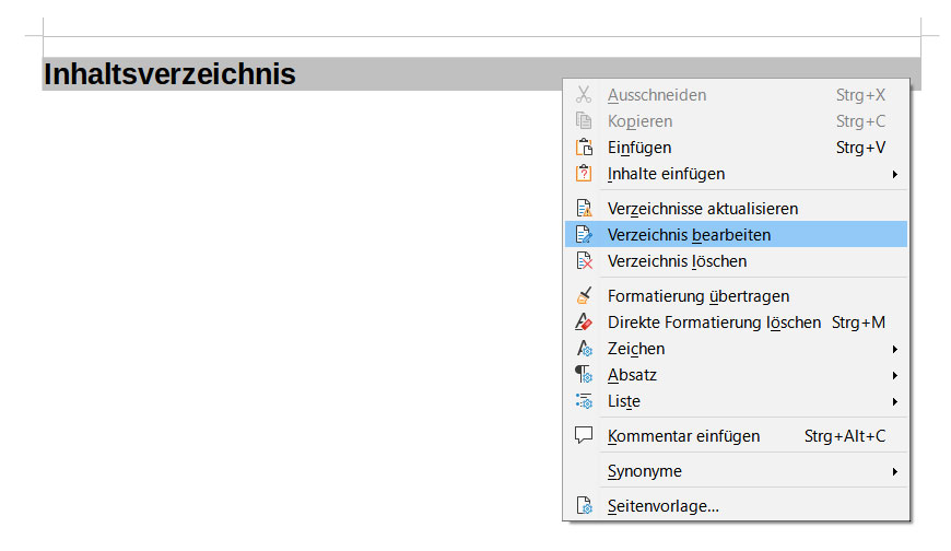Screen shot: Verzeichnis bearbeiten