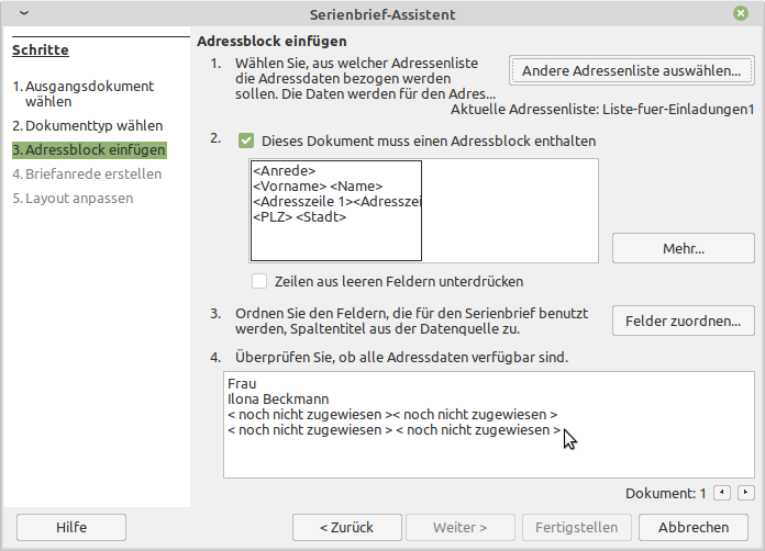 Zuordnung der Felder klappt nicht