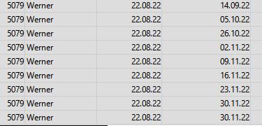 Spalte 1 Auftragsdatum/Spalte 2 Termine