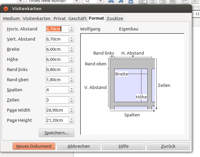 Formular für Register Format