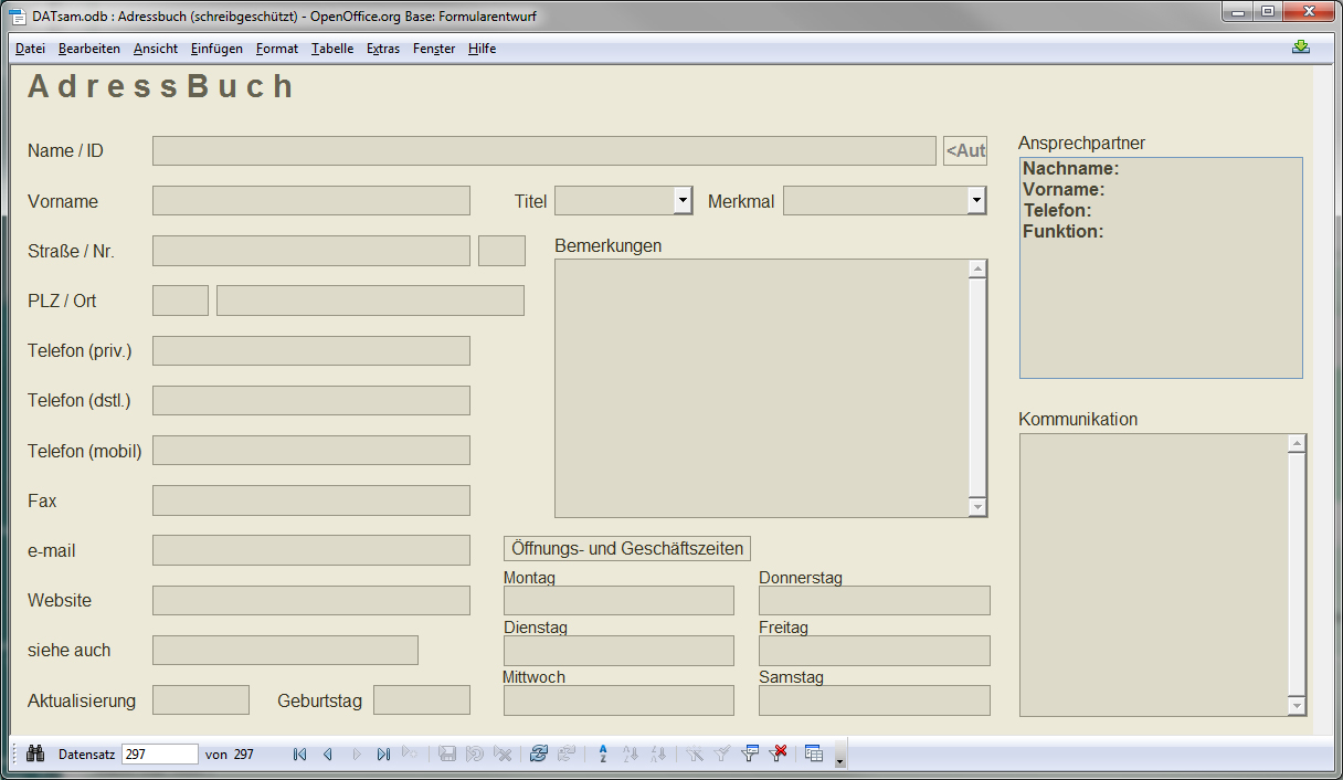 Screenshot Formular in OOo