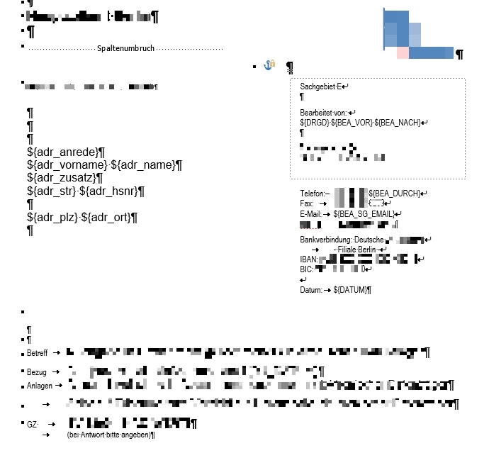 Ansicht in in Microsoft Word