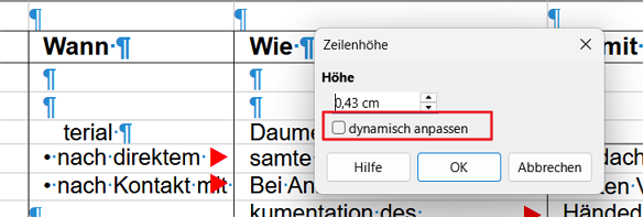 Zeilenhöhe