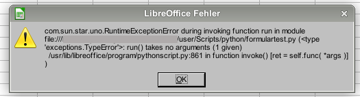 Fehleranzeige beim Start der Vorlage