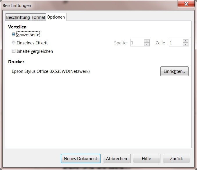 fehlende Option: Synchronisation
