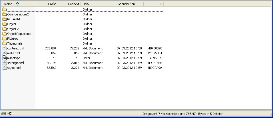 Abbild der geöffneten *.Calc datei