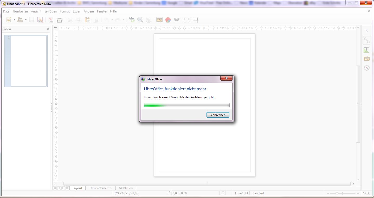 Screenshot vom Absturz LO Draw