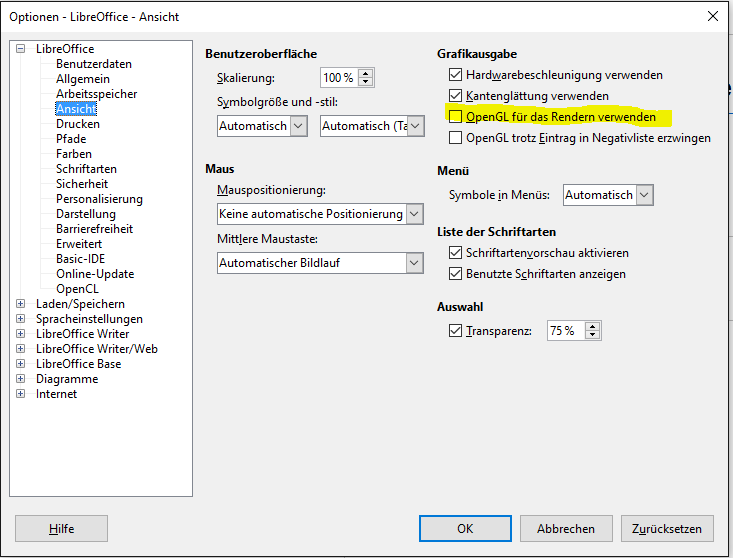 Open-GL-Option in LO 5.x