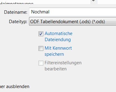 calc-Menü "Speichern unter"