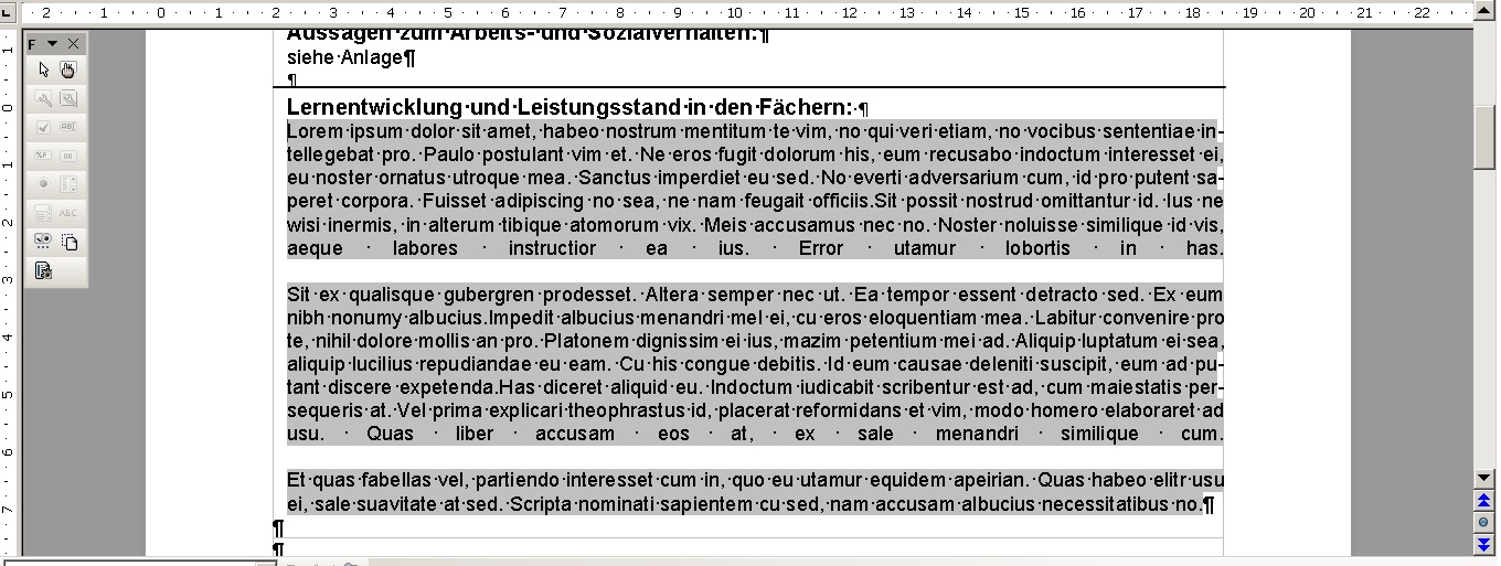 Hier ist ein Screenshot mit meinen Absatz-Problemen