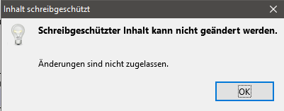 Schreibgeschützter Inhalt kann nicht geändert werden