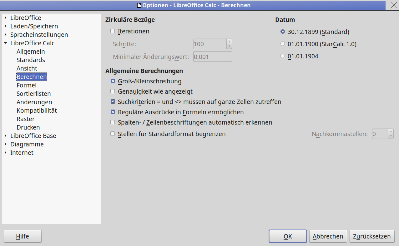 Einst.Option Berechnung
