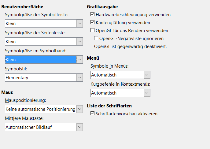 Die Einstellungen (identisch für Linux und Windows)