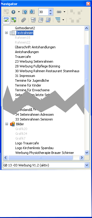 Screenshot der 'Dateileichen' im Navigator.